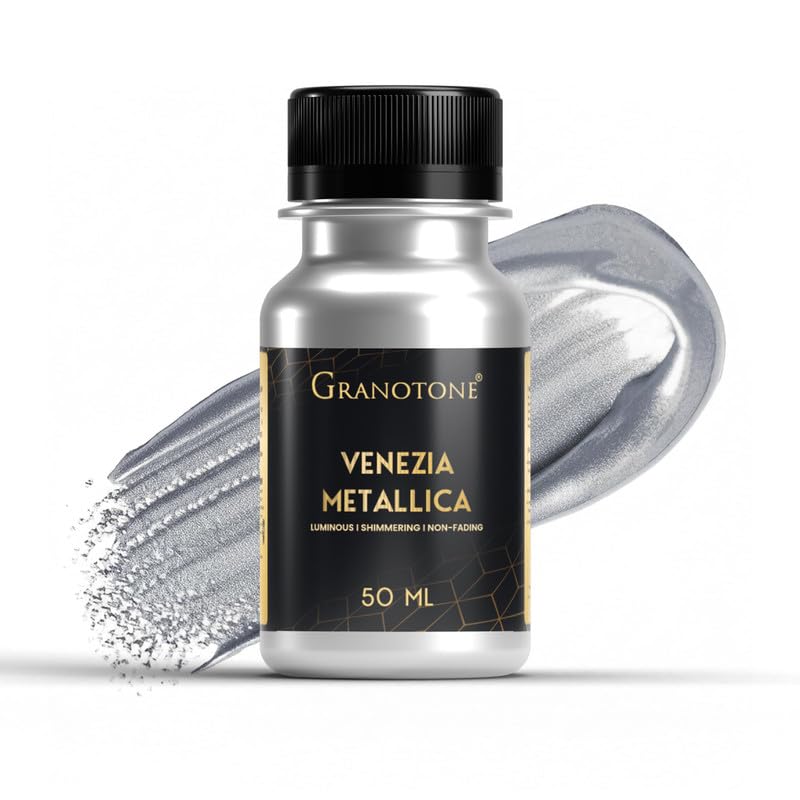 Granotone لون أكريليك فينيسيا المعدني من جراناتون، لون معدني غير متلاشي ولامع مع أصباغ غنية | ألوان معدنية غير سامة مثالية للأطفال والفنانين والمبتدئين (فضي 50 مل) - Image 1